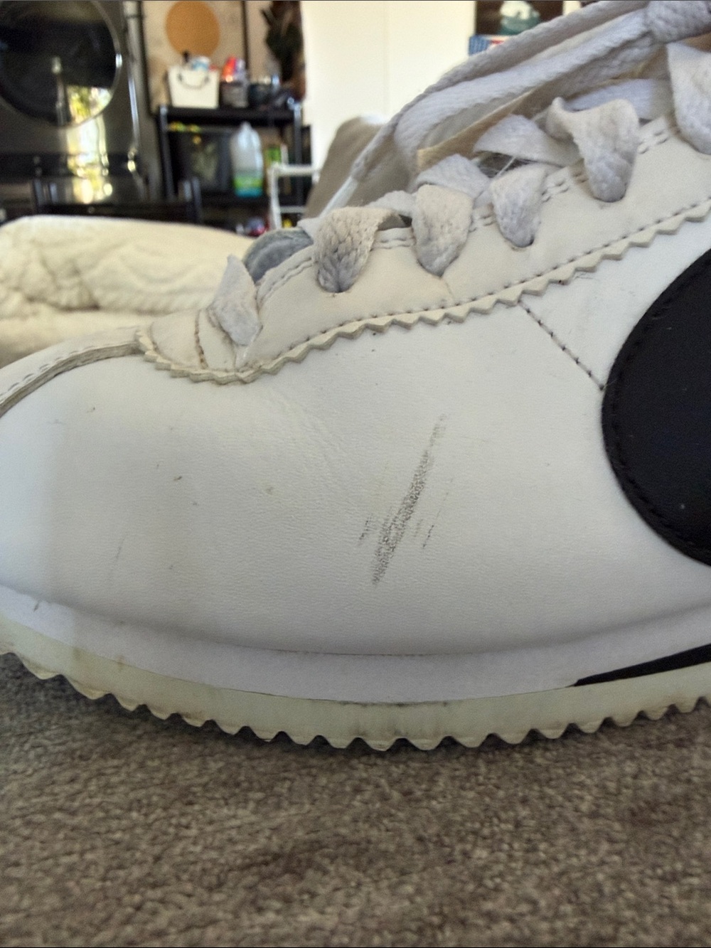 Nike Women's White/Black Classic Cortez Sneakers - Picture 6 of 6
